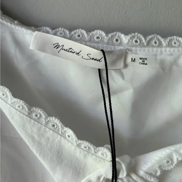 NWT Mustard Seed White Tie Front Tank | M - Picture 3 of 7